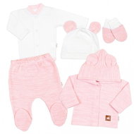 Baby Nellys, Pletená sada oblečení pro miminko, Star 5D - růžová, vel. 74 - Sada oblečení pro miminko