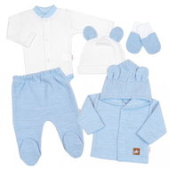 Baby Nellys, Pletená sada oblečení pro miminko, Star 5D – modrá, vel. 56 - Sada oblečení pro miminko