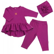 Baby Nellys Luxusní bavlněná sada, 3D, Nature – purpurová, 62 - Baby Clothing Set
