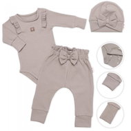 Baby Nellys Ribbed Growing Set 3D, Baby Girl - taupe, 68/74 - Baby Clothing Set