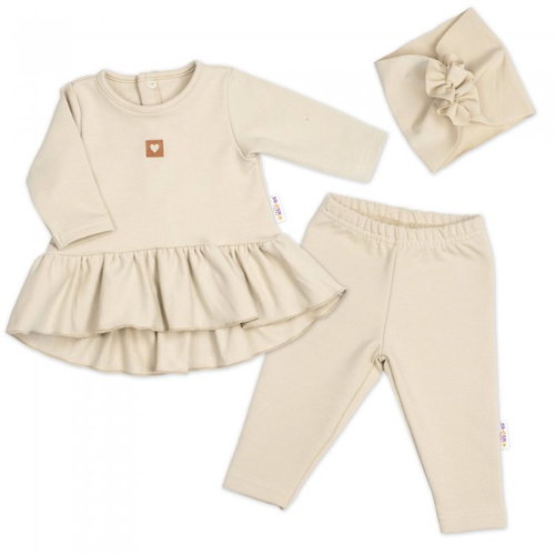 Baby Nellys Luxury cotton set, 3D, Nature - beige, 68 - Baby Clothing Set - Main image