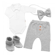 Baby Nellys 4D sada pro chlapečky Baby Elegán - šedý melír, 56 - Baby Clothing Set