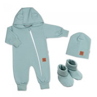 Baby Nellys Baby Growing Jumpsuit for baby, cap, booties, 3D, Nature - icy mint - Baby Clothing Set