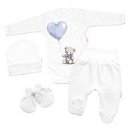 Baby Nellys Sada do porodnice pro miminko 4D Teddy Love – bílá/modrá - Sada oblečení pro miminko