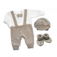 Baby Nellys Growing Knitted Jumpsuit 3D Hand Made Small Elegant, beige - Baby Clothing Set