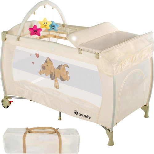 Baby travel cot dog 132 × 75 × 104 cm beige - Travel Bed - Main image