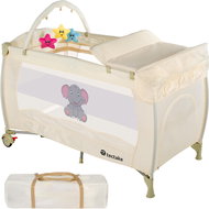 Baby travel cot elephant 132 × 75 × 104 cm beige - Travel Bed