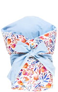 Feather wrap Velvet blue/orange flowers 100x100 cm - Swaddle Blanket