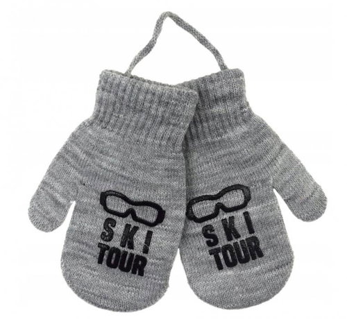 YO! Winter boys' gloves with drawstring Ski tour, grey, size 98/104 - Baby Gloves - Main image
