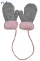 Baby Gloves YO! Winter baby gloves with fur - with drawstring YO, grey/pink fur, 98/104 - Rukavice pro miminko