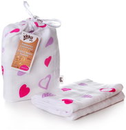 XKKO BMB Bamboo wrap 120 × 120 - Lilac Hearts + stroller clips - Swaddle Blanket