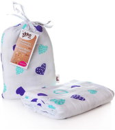 XKKO BMB Bamboo Wrap 120 × 120 - Ocean Blue Hearts - Swaddle Blanket