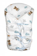 Baby Nellys Classic retro wrap LALLY lace-up with padding, Bear pilot, blue - Swaddle Blanket