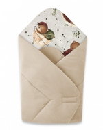 Miminu Reversible wrap cotton/non-quilted VELVET, Teddy and Moon, beige - Swaddle Blanket