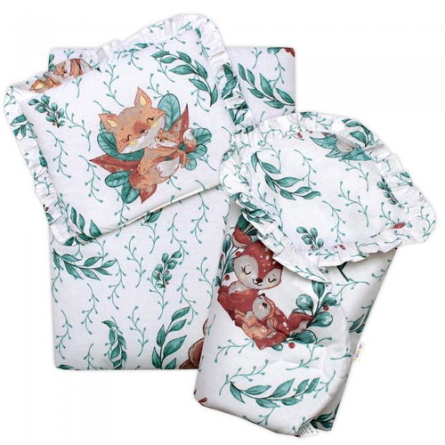 Baby Nellys 3D doll set - wrap, comforter and pillow, Lulu Natural, mint - Doll Accessory - Main image
