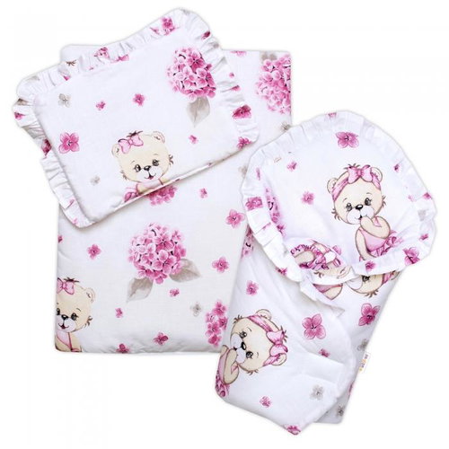 Baby Nellys 3D doll set - wrap, comforter and pillow, Mischa Ballet, pink - Doll Accessory - Main image