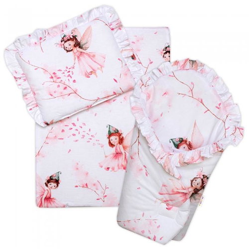 Baby Nellys 3D doll set - wrap, blanket and pillow, Elf Fairy, pink - Doll Accessory - Main image