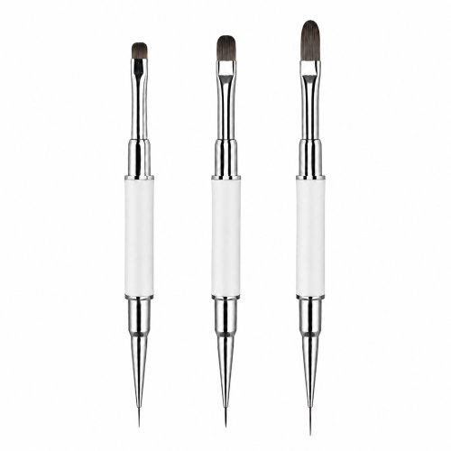 COSMONAIL Sada štětců na nehty, gel a nail art 3 ks, bílé - Štětec na nehty - Main image
