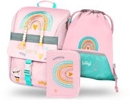 BAAGL 3 SET Zippy Duha růžový: aktovka, penál, sáček - Školní set