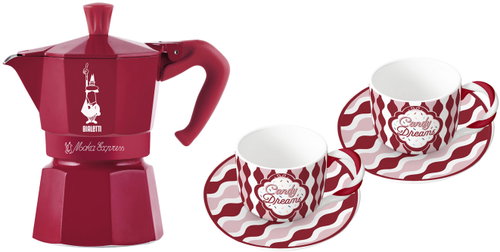 Bialetti Moka Express 3-cup Set + 2 Cups with Saucers - Moka Pot - Main image
