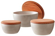 Bitz Matte Cream Storage Bowl Set with Lid (3 pcs) - Bowl Set