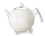 Teapot Bella Ronde, white, chrome handle - Tea Kettle