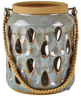 Villa Collection Svícen s poutkem Blue Grey 21 cm - Svícen