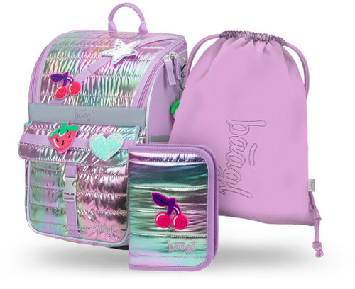 BAAGL SET 3 Zippy Lavender: briefcase, pencil case, bag - School Set - Main image