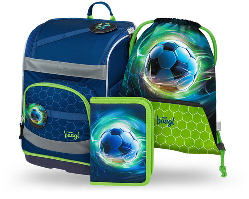 BAAGL SET 3 Zippy plus Soccer ball: briefcase, pencil case, bag - School Set - Main image
