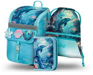 BAAGL SET 3 Zippy Dolphin: briefcase, pencil case, bag - School Set