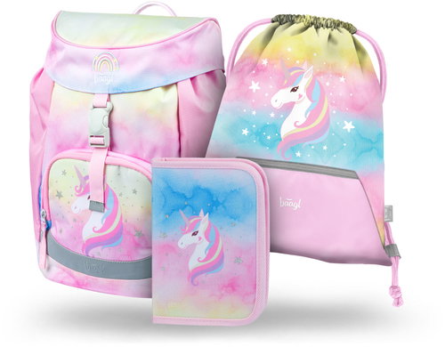 BAAGL 3 SET Airy Rainbow Unicorn: briefcase, pencil case, bag - School Set - Main image