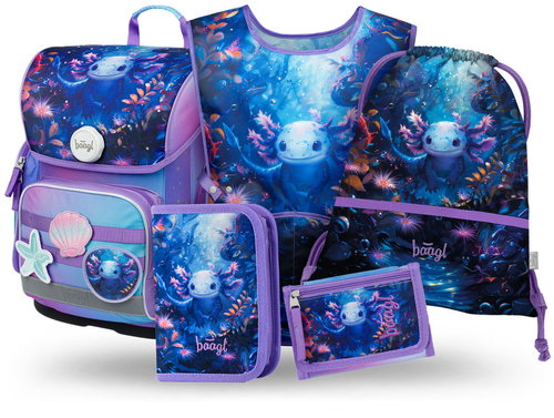 BAAGL SET 5 Ergo Axolotl: briefcase, pencil case, bag, apron, wallet - School Set - Main image