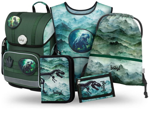 BAAGL SET 5 Ergo Dino: briefcase, pencil case, bag, apron, wallet - School Set - Main image