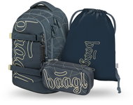 BAAGL SET 3 Skate Max Wave: backpack, pencil case, GRS bag - School Set