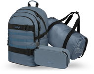 BAAGL SET 3 Skate Dust Blue: backpack, pencil case, sports bag GRS - School Set