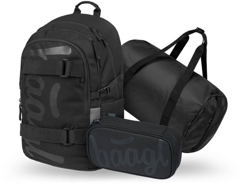 BAAGL SET 3 Skate Uni black: backpack, pencil case, sports bag GRS - School Set - Main image