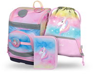 BAAGL SET 3 Zippy plus Rainbow Unicorn: briefcase, pencil case, bag - School Set