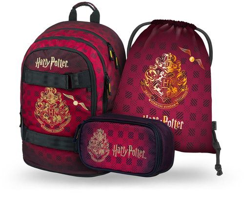 BAAGL SET 3 Skate Harry Potter Hogwarts burgundy: backpack, pencil case, GRS bag - School Set - Main image