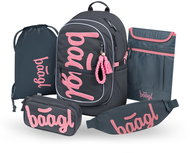 BAAGL SET 5 Core Logo pink: backpack, pencil case, bag, kidney bag, GRS notebook sleeve - School Set