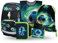 BAAGL SET 5 Airy Plus Football: Rucksack, Federmäppchen, Tasche, Schürze, Geldbörse - Schulset