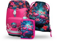 BAAGL SET 3 Airy Plus Flamingo: Rucksack, Federtasche, Beutel - Schulset