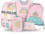 BAAGL SET 5 Zippy Duha růžový: aktovka, penál, sáček, zástěra, peněženka - School Set