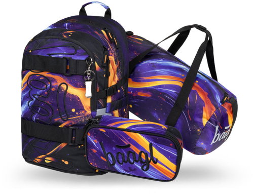 BAAGL SET 3 Skate Vibe: backpack, pencil case, sports bag GRS - School Set - Main image