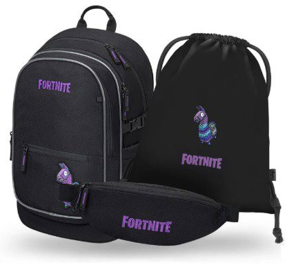 BAAGL SET 3 Core Fortnite Llama: Backpack, Gym Bag, Bum Bag GRS - School Set - Main image