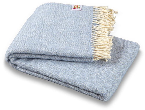Balkan wool blanket Elma VI - ice blue - Blanket - Main image