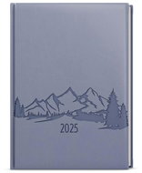 Baloušek Print Daily diary Adam - vivella with embossing - B6 - pigeon grey - Mountains - 2025, 12 × - Planner