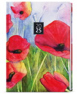 Baloušek Print Diary David - Lamino - A5 - poppies - 2025, 14,3 × 20,5 cm - Planner