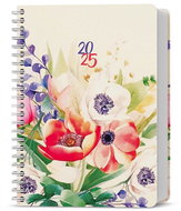 Baloušek Print Diary David - Lamino Twin wire - Flowers - 2025, 14,3 × 20,5 cm - Planner