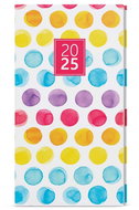 Baloušek Print Weekly diary Jakub - Lamino - pocket - polka dots - 2025, 7,5 × 15 cm - Planner