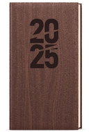 Baloušek Print Weekly diary Jakub - Wood - pocket - brown - 2025, 7,5 × 15 cm - Planner